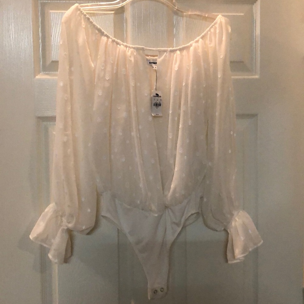 Women’s cream polka dot top/bodysuit